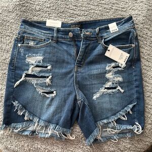 Judy Blue Women's Distressed Blue Denim Shorts